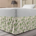 thumbnail image 1 of Floral Bed Skirt, Repeating Pastel Rose Flowers Naive Simple Illustration, Elastic Bedskirt Dust Ruffle Wrap Around for Bedding Decor, 4 Sizes, Fern Green Ivory, by Ambesonne, 1 of 2