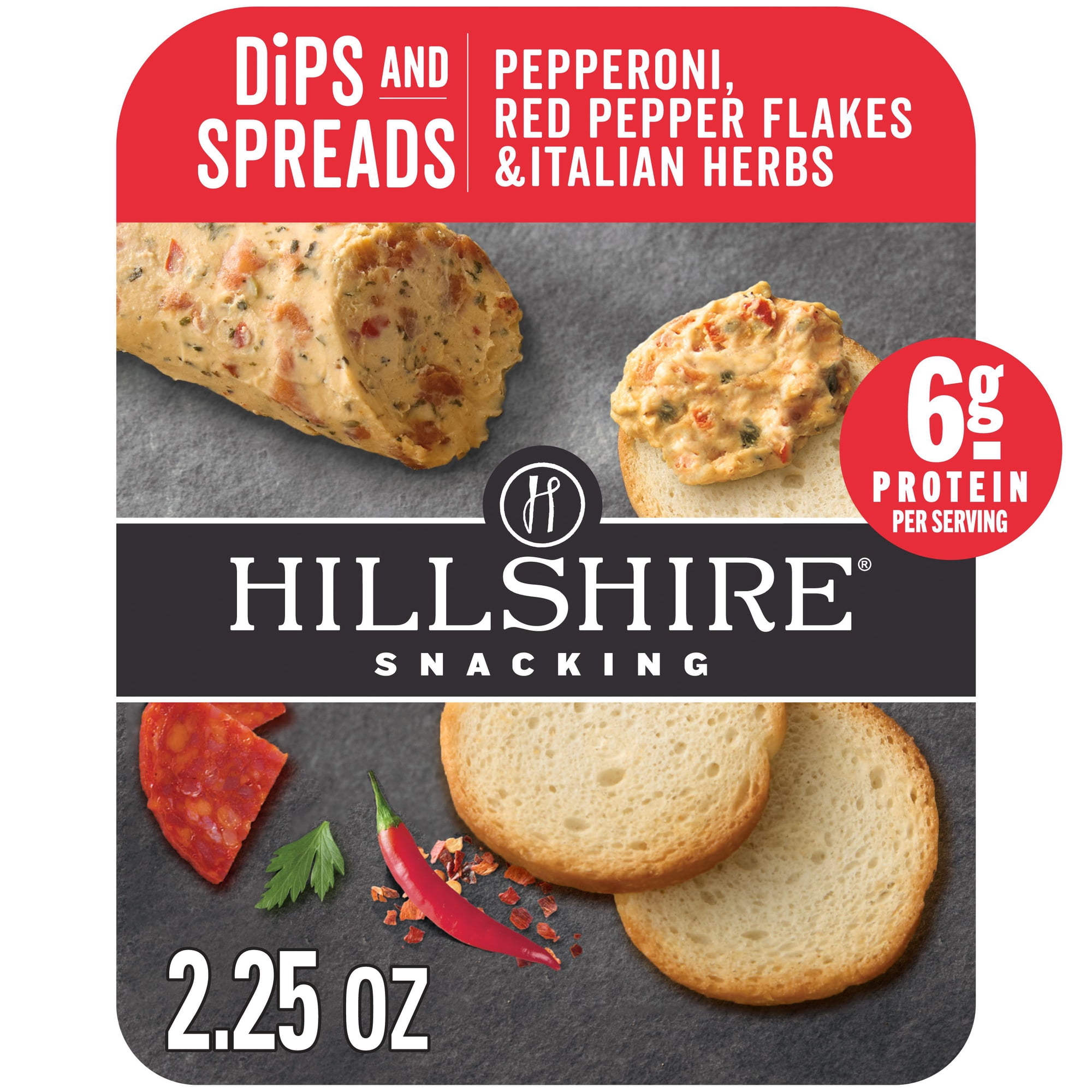 Hillshire Snacking Pepperoni, Red Pepper Flakes & Italian Herbs, Cheese Spreads, 2.25 oz (Refrigerated)