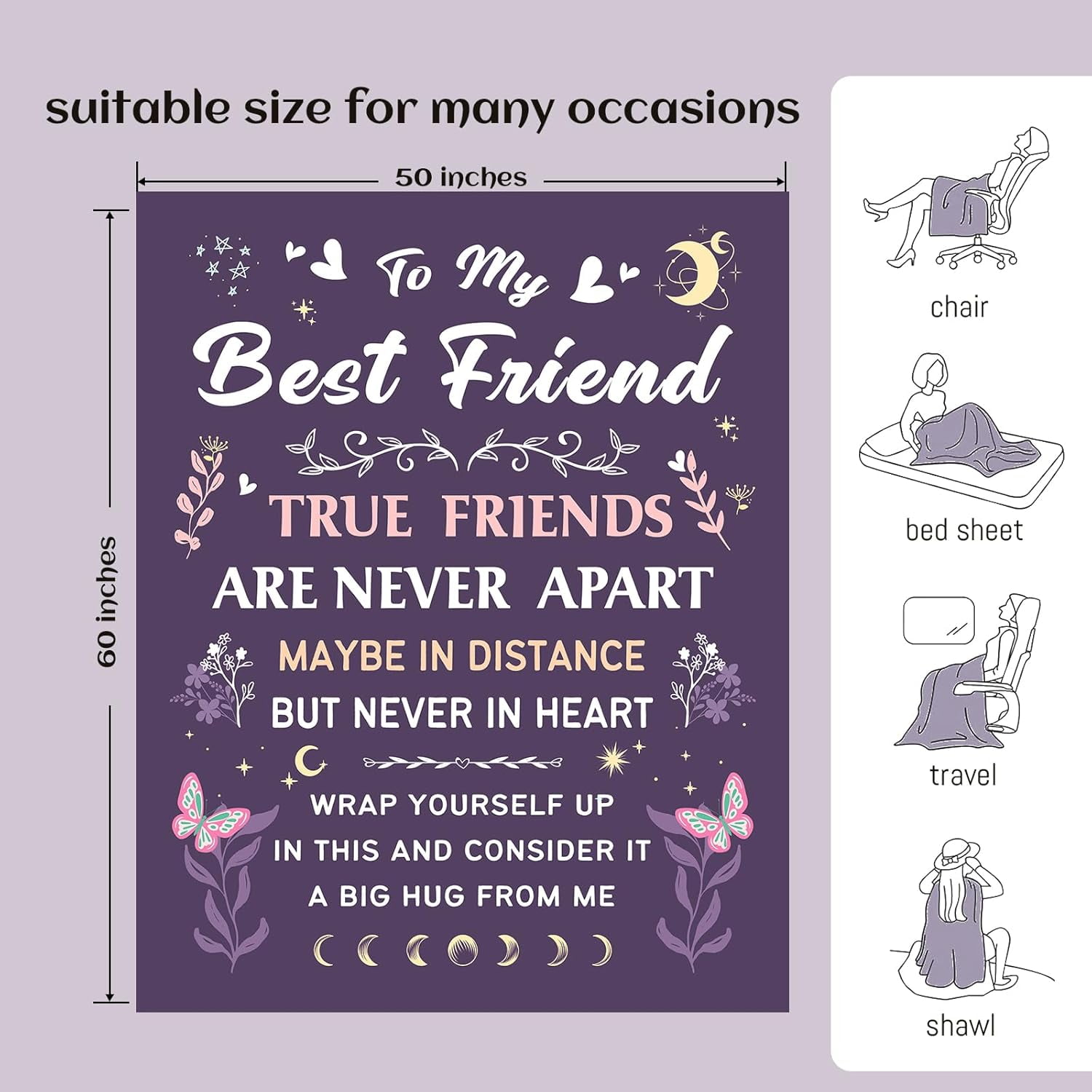 Bestie Gifts for Women on Christmas - Best Friend Blanket Gift - Bestie Gift, Best Friend Happy Birthday Gifts - Friendship Flannel Throw Blanket Thinking of You Far Away Gifts