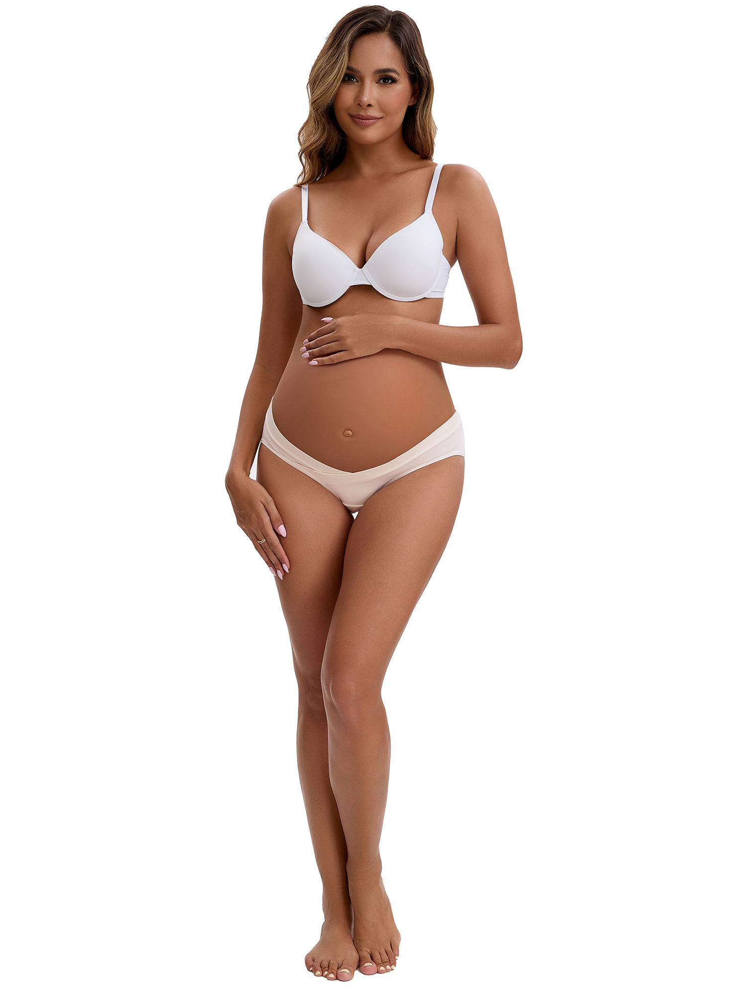 Unique Bargains Women's Cotton Low Waist Under the Bump Maternity Briefs L Light Pink