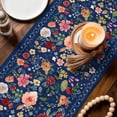 thumbnail image 3 of Navy Blue Flowers Table Runner - 72 Inch Long Spring Vintage Floral Leaves Farmhouse Cotton and Linen Blended Dress Scarves Farmhouse Table Runner for Kitchen Dining, Coffee Table, 13" x 72", 3 of 8