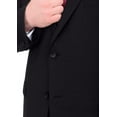 thumbnail image 3 of Men's Portly Fit Executive Cut Solid Black Two Button 2 Piece Wool Suit, 3 of 4