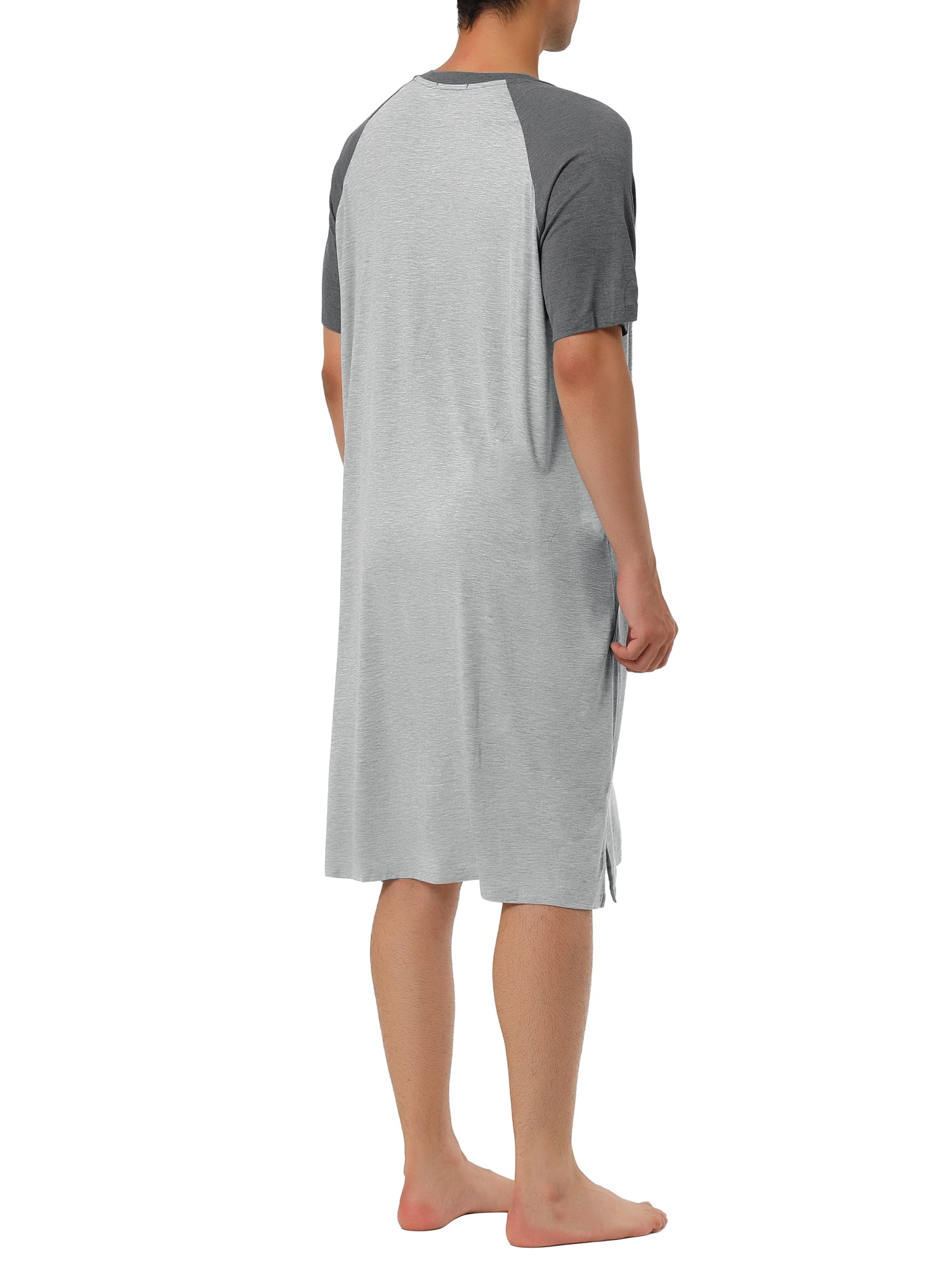 Unique Bargains Men's Nightshirt Raglan Sleeves Lounge Nightgown