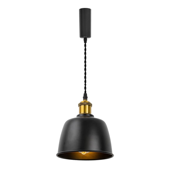 KAYYELAMP H-Type Track Lamp E26 Retro Gold Base Black Shade 3.2 Ft Adjusted Cord Vintage Metal Track Pendant Light for Home Kitchen Farmhouse(No Bulb, Track)