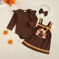 thumbnail image 2 of Zshosam Baby Girl Fall Outfits Dresses Baby Girl Outfit Newborn Long Sleeve Romper Overall Dress Skirt Set Cute Infant Fall Clothes Size 6 12 Months,(Coffee 6-12 Months), 2 of 4