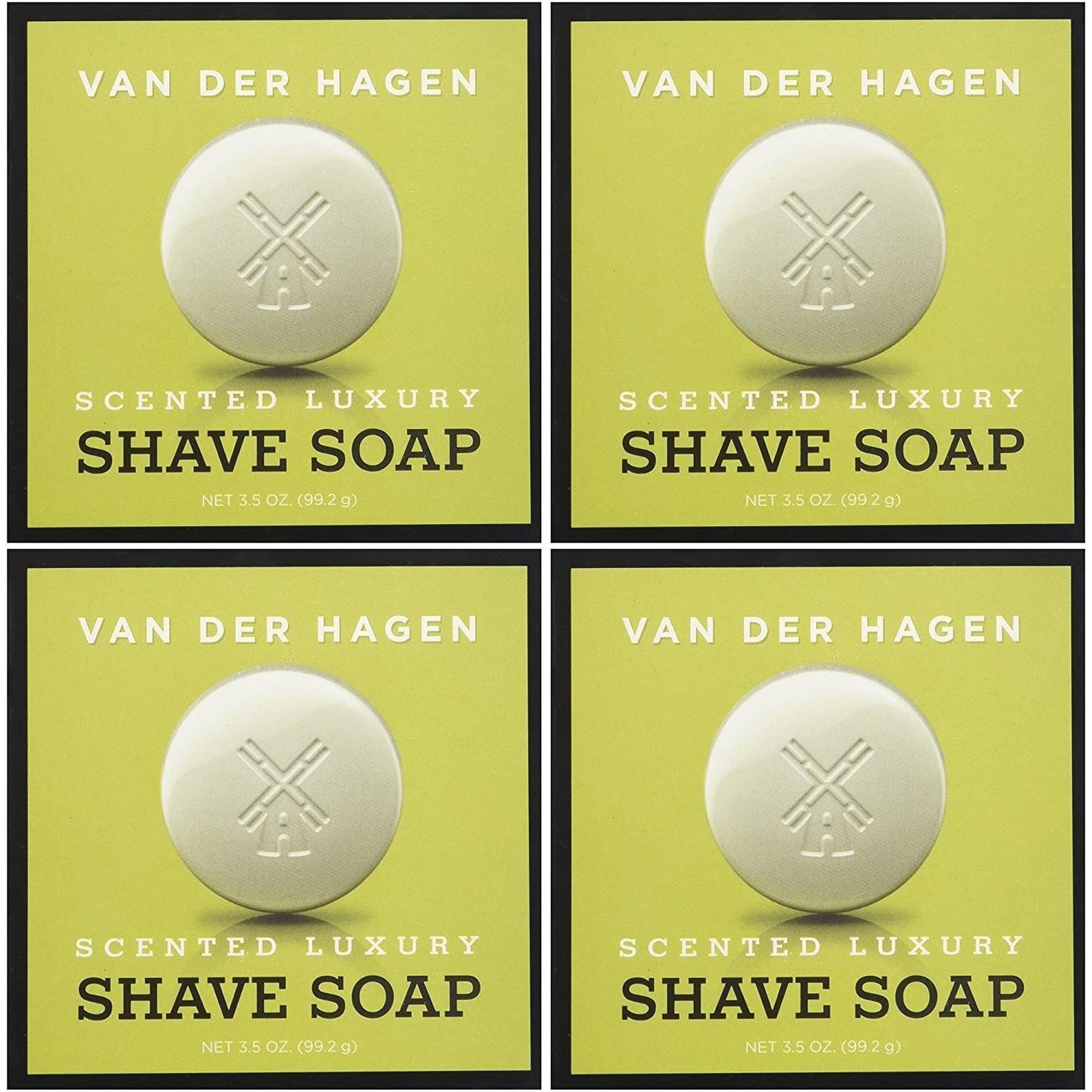 Van Der Hagen Men's Luxury Scented Shave Soap, 3.5 Ounce (Pack of 4)