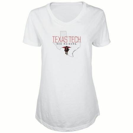 Texas Tech Colors - Women's Russell White Texas Tech Red Raiders Tunic Metallic Cap Sleeve V-Neck T-Shirt