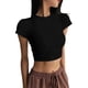 thumbnail image 1 of Blusa túnica de manga corta con cuello redondo y estampado liso para mujer, tejido de algodón, ropa informal/de diario, tallas S-XL, 1 of 2