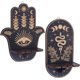thumbnail image 1 of DIY 2 juegos de estantes pequeños de cristal con forma de mano de Hamsa negra, soporte de exhibición de madera, soporte para mal de ojo, cosas mágicas de brujas, estante de almacenamiento de péndulo, 1 of 6