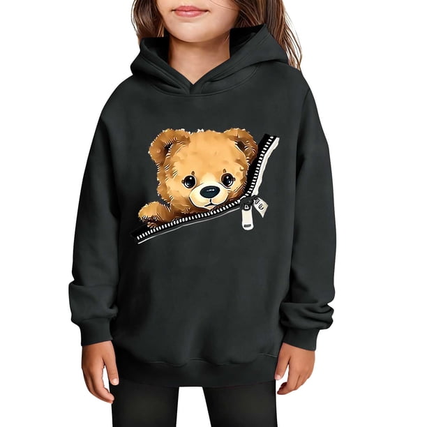 Sudaderas con capucha para niños y niñas, sudaderas casuales de manga larga, lindas sudaderas de gran tamaño con bolsillo de polar, chaquetas para niñas