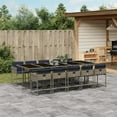 thumbnail image 1 of vidaXL 11 Piece Garden Dining Set with Cushions Grey Poly Rattan, 1 of 5