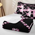thumbnail image 4 of Erosebridal Cartoon Bow Tie Quilt Full, Princess Ribbon Full Bedspread Sets, Black Reversible, Pink Diamond Bow, 3pcs (1 Coverlet and 2 Pillowcases), 4 of 7