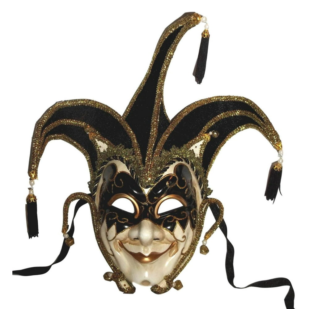 Jester Stick Mask Black Decorate or Wear Mardi Gras Masquerade Mask ...