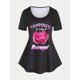 thumbnail image 1 of Camiseta Talla Extra Estampado Rosa Curvo Rosegal Camisetas tallas grandes, 1 of 5