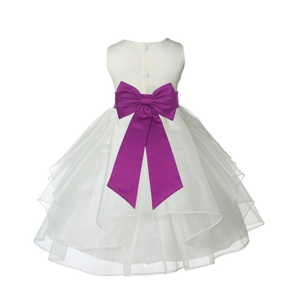 Ekidsbridal Ivory Raspberry Shimmering Organza Flower Girl Dress Junior Beauty Pageant Mini Bridal Gown Ballroom Dance Recital 4613T M