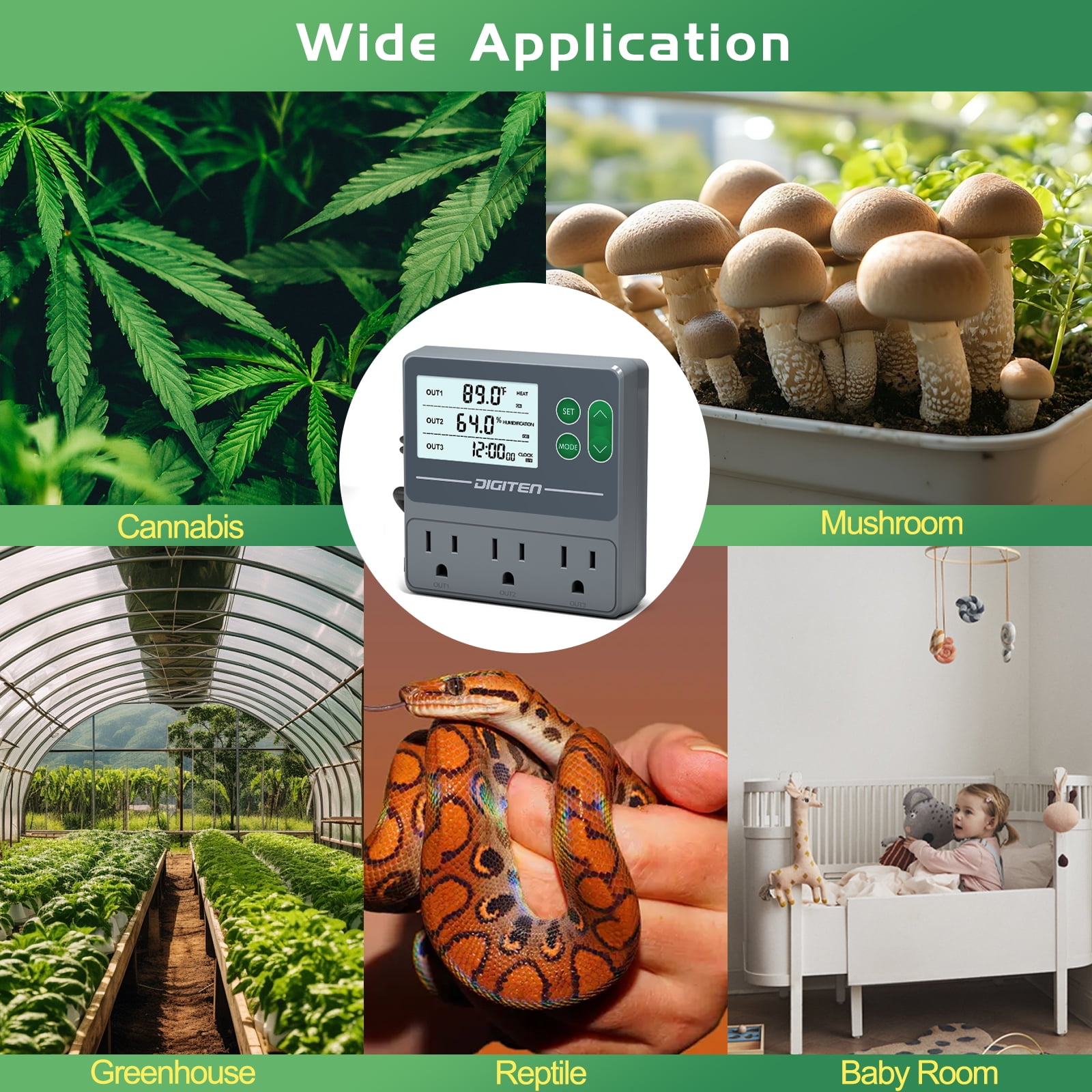 SENSTREE 10A Dual Probe Temperature & Humidity Controller, Independent Sensors for Precise Temperature and Humidity Control, Compatible with Humidifiers, Dehumidifiers, Heating & Cooling Systems