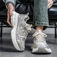 thumbnail image 4 of 's & 's Breathable Mesh Sneakers -  White/Grey/Black/Green Tread - All-Season Casual & Sports Shoes (Unisex Lace-Up) ，Low-Top Sneakers with Anti-Slip Shock-Absorbing Rubber Sole, Cushioned, 4 of 8