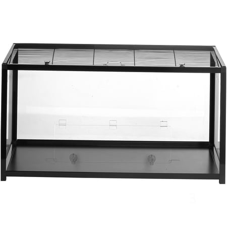 Black Metal Hamster Cage with Clear Panels for Gerbil Mouse Small Animal Indoor Habitat