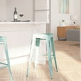 thumbnail image 3 of Merrick Lane Metal 30" Bar Height Stool with Distressed Green Blue Powder Coated Finish and Integrated Floor Glides, 3 of 8