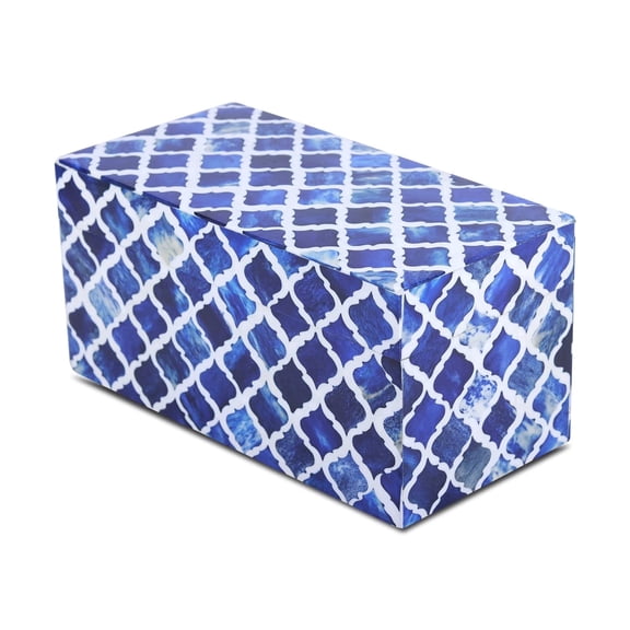 HANDICRAFTS HOME Moroccan Pattern Inspired Collection, Storage Organizer Decorative Box Multipurpose Gift - Moroccan Blue 10x5x5 inch