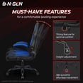 thumbnail image 7 of N-GEN Video Gaming Chair Ergonomic Computer Desk Office Chair with Lumbar Support Adjustable Height Swivel Wheels Flip-Up Arms PU Leather Home and Office (Blue), 7 of 7