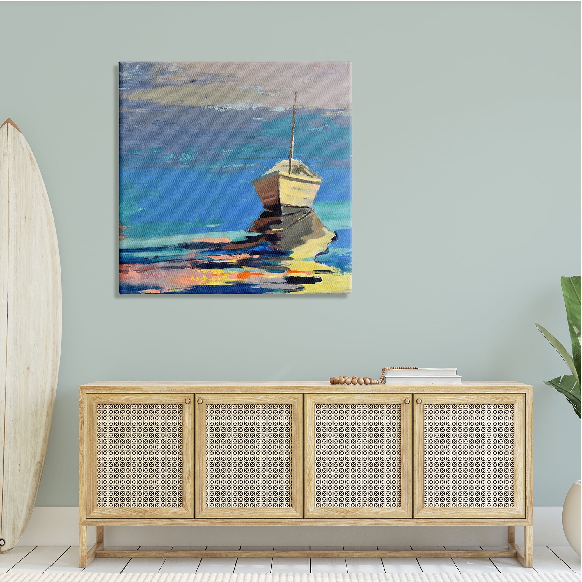 Stupell Industries Cozy Fishing Boat Impressionist Sunset Painting,36 x 36, Design by Beth A. Forst