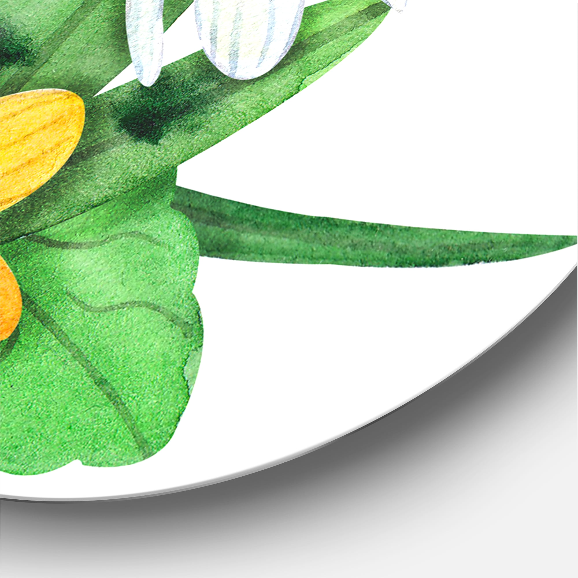 Designart 'Snowdrops and Yellow Erantis VIntage Flowers' Traditional Circle Metal Wall Art 23x23 - Disc of 23