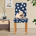 thumbnail image 4 of Yayeee 4 Pack Dining Chair Covers Stretch Parson Chairs Slipcovers Seat Protector, Navy Blue Baseball Pattern, 4 of 6