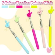 5 Pcs Finger Pointer Stick for Classroom, Multi-Function Extendable Teacher Presentation Clicker, Classroom Essentials (5 Colors)