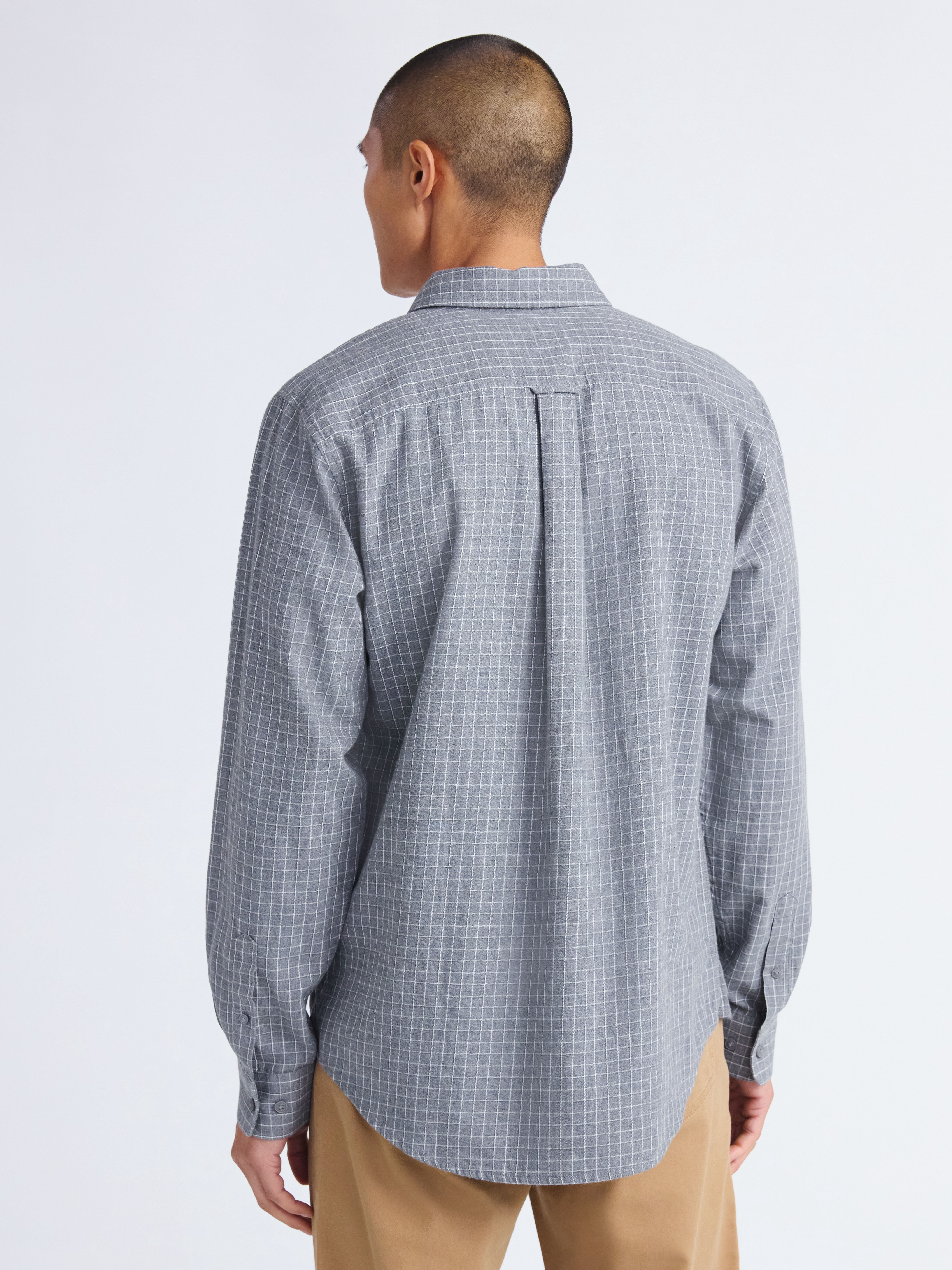 Free Assembly Men's Brushed Cotton Twill Button Front Shirt with Long Sleeves, Sizes XS-3XL