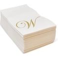 thumbnail image 2 of Gift Boutique Monogram Guest Napkins, Letter W Gold Foil, 100 Count, 2-Ply Disposable Paper Dinner Napkins for Wedding Party Bathroom Decor, White, 2 of 6
