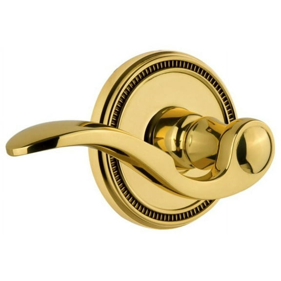 Grandeur Solbel_Prv_238_Lh Soleil Solid Brass Left Handed Privacy Door Lever Set - Brass