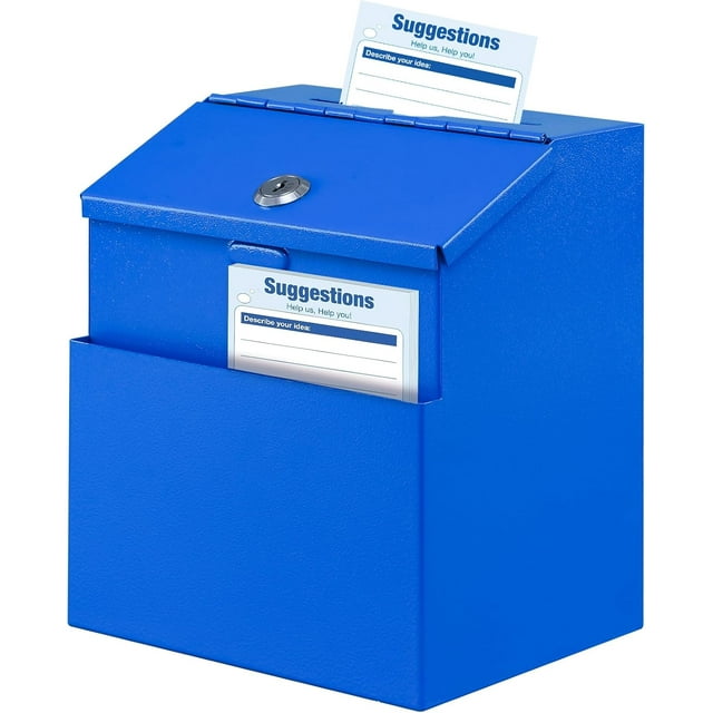 Money Cash Drop Box Wall Mount with Key Metal Donation and Suggestion Box with Slot and Lock for Home Farm or Office x x .