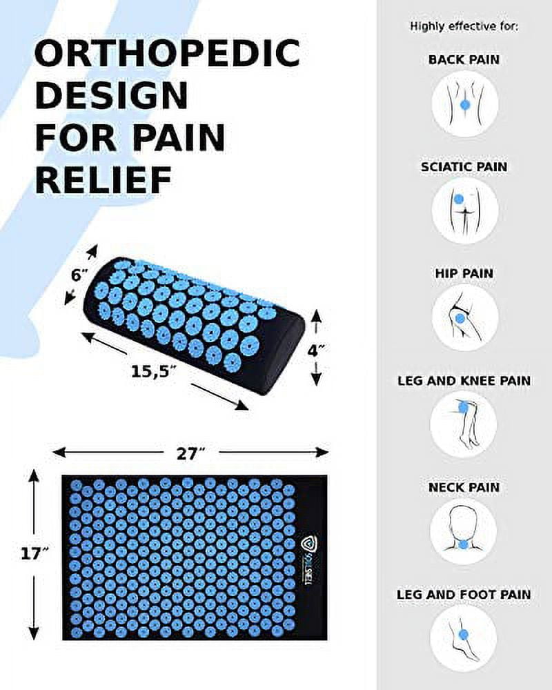 Massage Acupuncture Mat and Pillow Set,Back Acupressure Mat for Sciatica  Pain Relief (Gold)