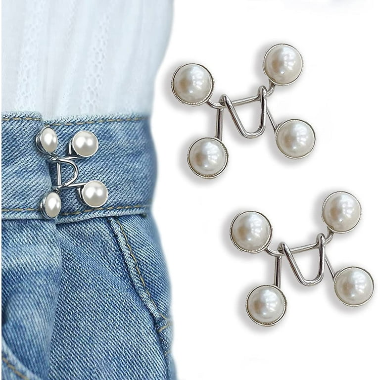 2 Sets Pant Waist Tightener Instant Jean Buttons For Loose Jeans Pants  Clips For Waist Detachable Jean Buttons Pins No Sewing Waistband Tightener  (bla