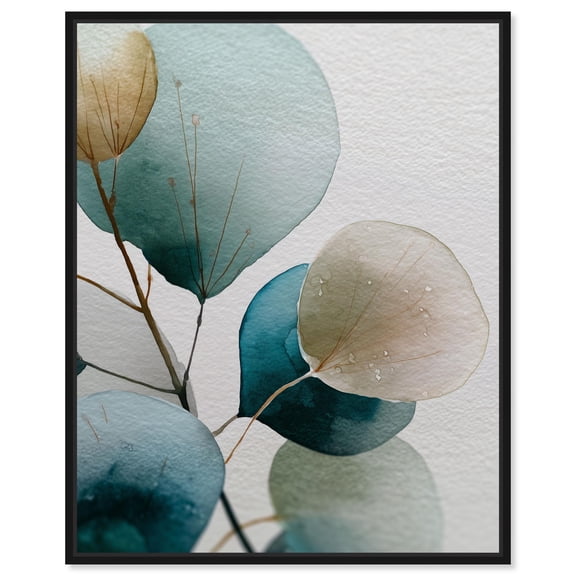 Aqueous Eucalyptus I Canvas Print Nature Decor by Art Remedy, Black Frame, 16 x 20