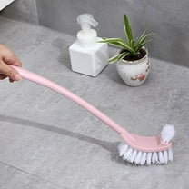 Toilet Bowl Brush and Holder with Two-Type Capability, Flexible Rubber Brush for Toilet Bowl and Slit Brush for Edges, Comfortable Wooden Handle, Hygienic and Durable