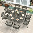 thumbnail image 7 of MEETWARM 9-Piece Outdoor Furniture Dining Set for 8, All Weather Cast Aluminum Patio Dining Set- Large 64" Square Table and 8 Chairs, Patio Table and Chairs Set for Garden, Umbrella Hole, Dark Bronze, 7 of 7