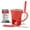 Red, variant on Nostalgia Chocolate Fondue Mug Set, Ceramic Melting Pot with Tea Light Candle & Forks, Perfect for Chocolate, Cheese, and Desserts, Dishwasher & Oven Safe