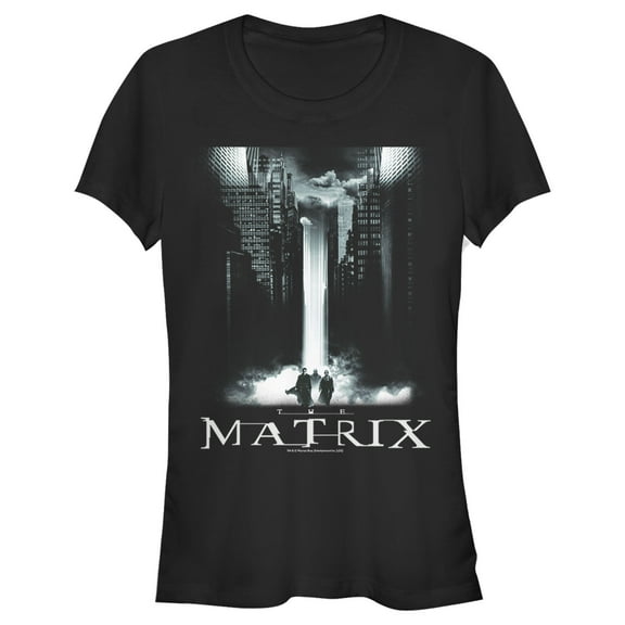 Junior's The Matrix Cityscape Poster  Graphic Tee Black Medium
