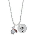 thumbnail image 1 of Delight Jewelry Silvertone Penguin with Scarf Silvertone Script Initial Disc - F - Charm Necklace, 20"+3", 1 of 4