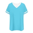 thumbnail image 5 of biudgviw Plus Size Tops for Women Oversized V Neck Criss Cross T-Shirt Color Block Casual Short Sleeve Blouse Summer Clothes, 5 of 5