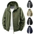 thumbnail image 1 of Sentmoon Coats Solid Color Long Sleeve Hooded Neck Insulated Jacket Mens Plus Size Zipper Windbreaker Waterproof Fall Clothes for Men with Pockets Winter Comfy for Travel and Hiking, 1 of 9