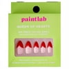 PaintLab Queen of Hearts Reusable Press-On Gel Fake Nails Kit, Almond Shape, Red Tip, 24 Count