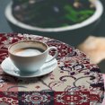 thumbnail image 3 of Ambesonne Ethnic Fitted Round Tablecloth, Oriental Boho Flower Pattern, 45"- 56" Diameter, Burgundy Eggshell Indigo, 3 of 5