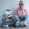 thumbnail image 2 of Yuyamidu Cool Shark Backpack Set of 4 with Lunch Box Elementary School Backpack for Boys Blue Bookbag with Lunch Box Preschool Kids 17 Inch Schoolbag, 2 of 8