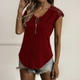 thumbnail image 5 of Babysbule Womens Tops, Fashion Women's Summer V-Neck Lace Patchwork Short Sleeve Top Blouse, 5 of 9