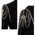 thumbnail image 4 of 2Pcs Brass Rhinestone Sexy Shoulder Bra Body Chain Fringe Tassels Body Jewelry Wedding Arm Chain Summer Beach Bikini Shoulder Harness for Women Brides Golden 263x135x5.5mm, 4 of 5