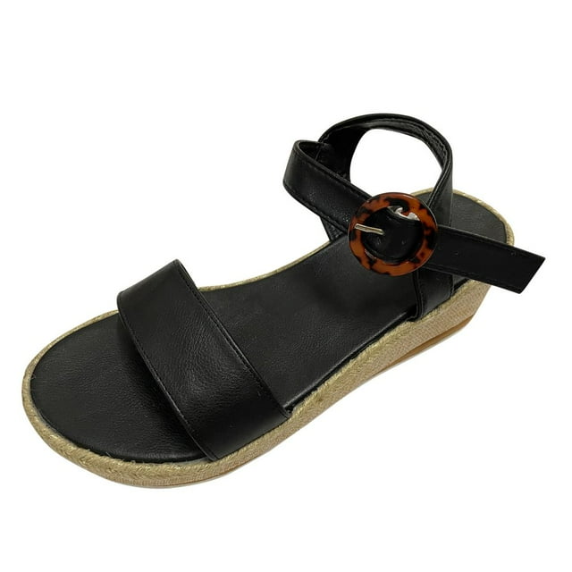 Women‘s Topic Open Toe Buckle Ankle Strap Espadrille Synthetic sandals
