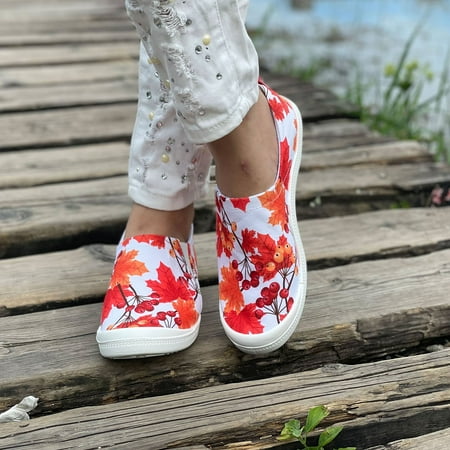 

Aueoeo Casual sneakers for women fashion Halloween Women s Flat Bottomed Low-cut Canvas Shoes One-foot Lazy Version Student Casual Flat Shoes
